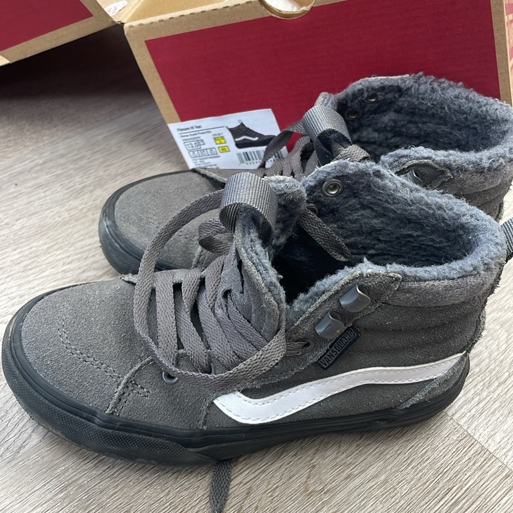 Youth size 13 grey high top vans like NEW!